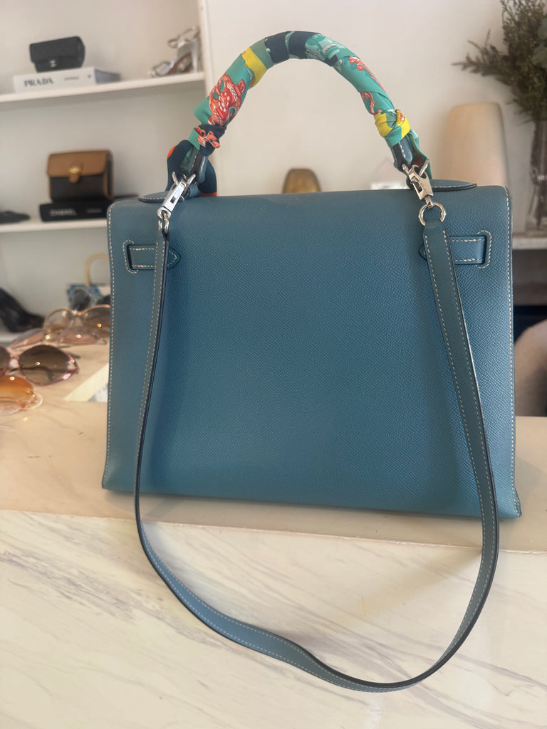 Hermes Kelly 40 Blue Jean Epsom Bag