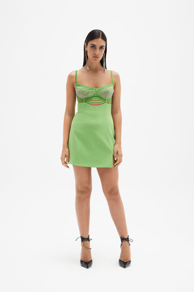 Rachel Gilbert Hartley Mini Dress Green (For Hire)