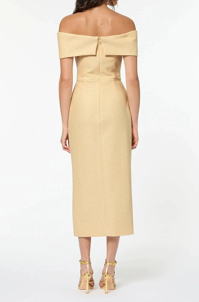 Manning Cartel Almond Off Shoulder Midi Dress (For Hire)