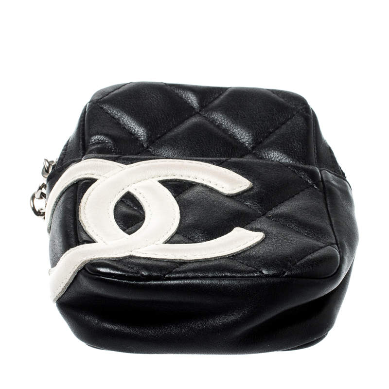 Vintage Chanel Black/White Quilted Leather Cambon Ligne Case