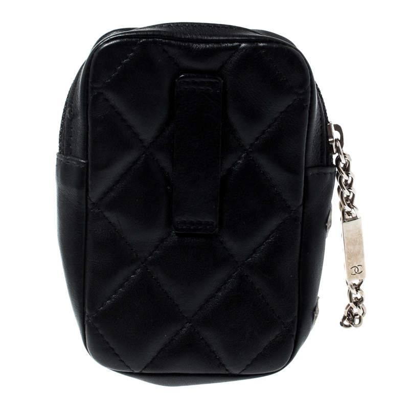 Vintage Chanel Black/White Quilted Leather Cambon Ligne Case
