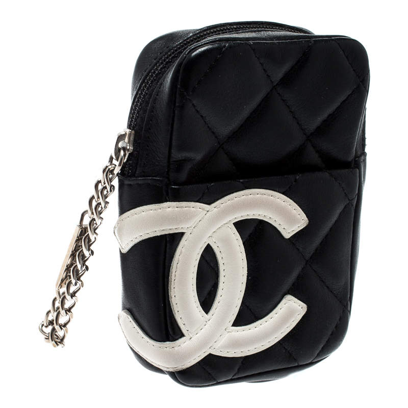 Vintage Chanel Black/White Quilted Leather Cambon Ligne Case