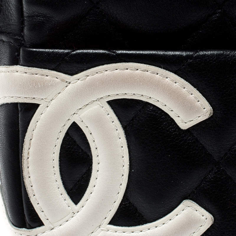 Vintage Chanel Black/White Quilted Leather Cambon Ligne Case