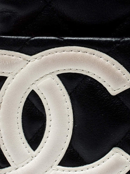 Vintage Chanel Black/White Quilted Leather Cambon Ligne Case