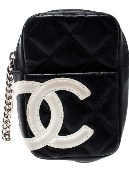 Vintage Chanel Black/White Quilted Leather Cambon Ligne Case