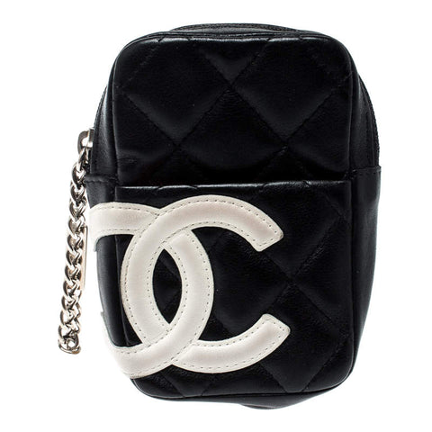 Vintage Chanel Black/White Quilted Leather Cambon Ligne Case
