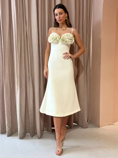 Rachel Gilbert Margot Midi Dress Coconut (For Hire)