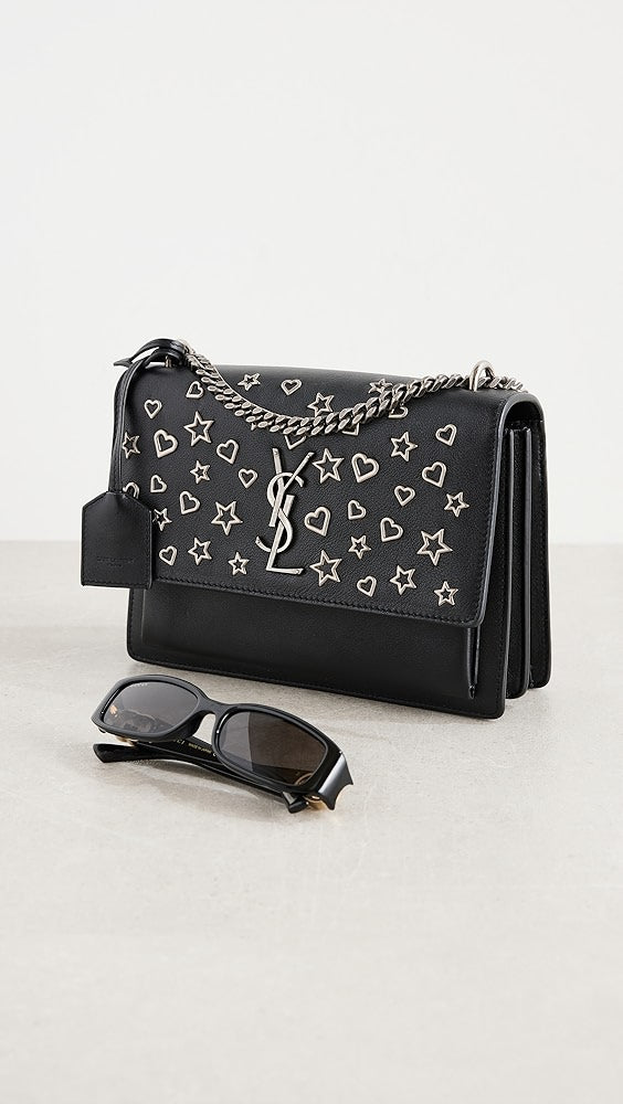 Saint Laurent Medium Leather Monogram Stars and Hearts Sunset Bag