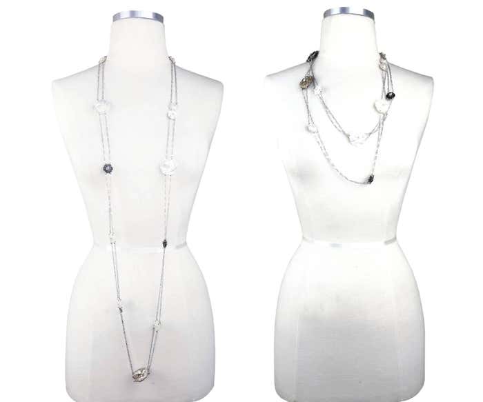 Chanel 1998 Mother of Pearl Floral Camellia Chainlink Sautoir