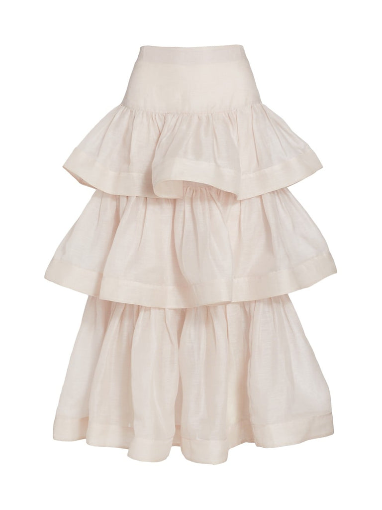 Zimmermann Rhythmic Ruffle Bodice And Tiered Midi Skirt Set (For Hire)