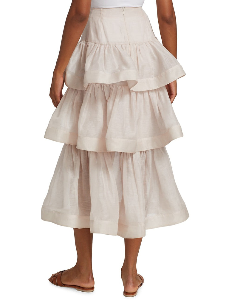 Zimmermann Rhythmic Ruffle Bodice And Tiered Midi Skirt Set (For Hire)