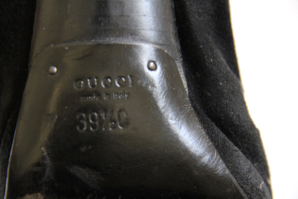 Gucci Black Suede Bootie Heels