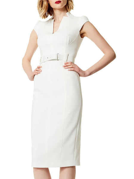 Karen Millen Minimal Metalwork Dress Ivory