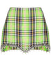 Area Crystal Spike Plaid Blazer And Skirt Set Green