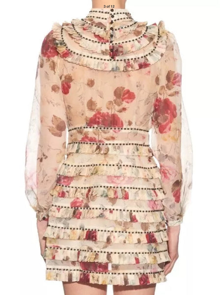 Zimmermann Mischief Floral Pleated Tuck Dress (For Hire)