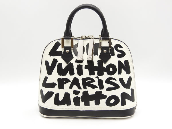 Louis Vuitton Louis Vuitton Alma MM Graffiti Beige & White Leather
