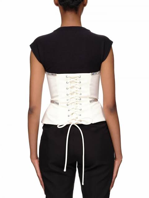 AREA NYC Baguette Crystal Stitched Ivory Corset