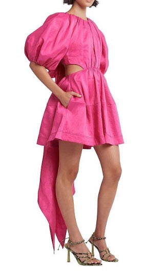 Admiration Lace-Up Mini Dress Magenta (For Hire)