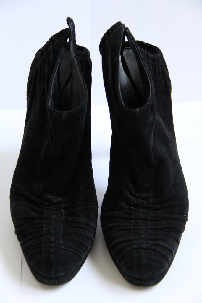 Gucci Black Suede Bootie Heels