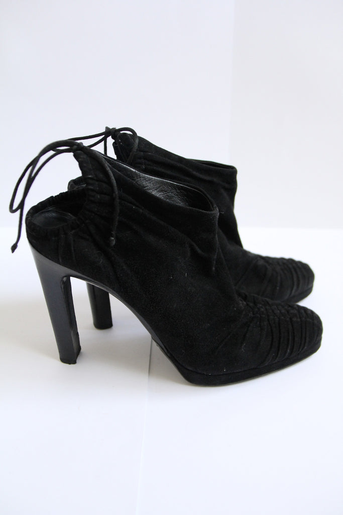 Gucci Black Suede Bootie Heels