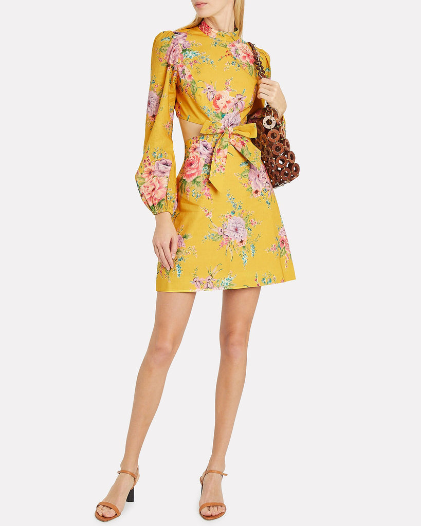 Zimmermann Zinnia Bow Cut Out Short Dress (For Hire)