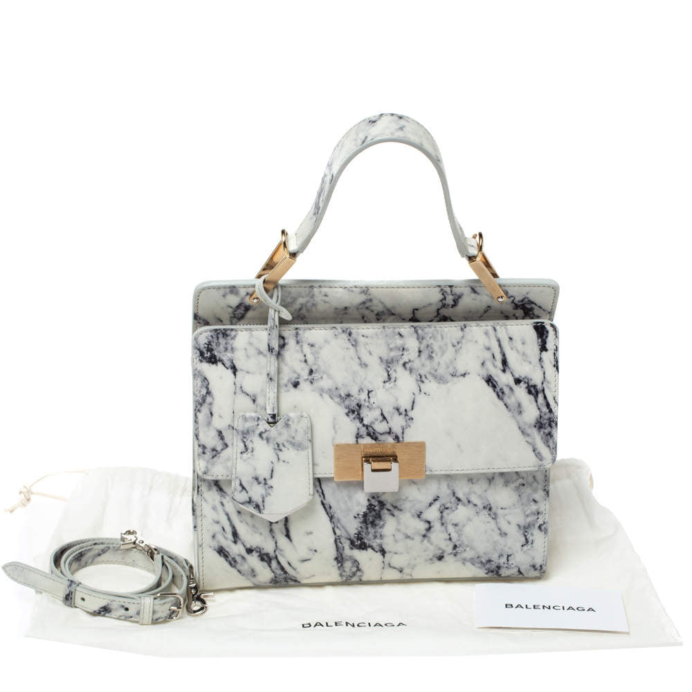 Balenciaga White Marble Le Dix Bag (for Hire)