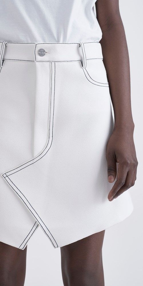 Dion Lee Shadow Stitch Mini Skirt Ivory