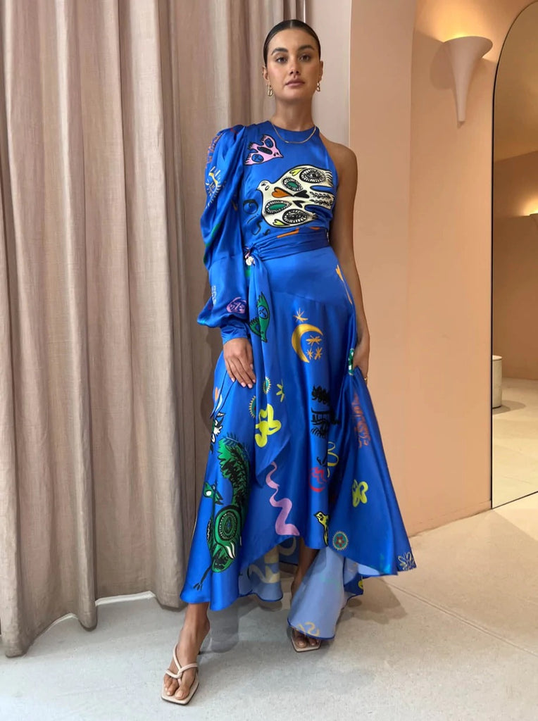 Soleil One Shoulder Midi Dress (For Hire)