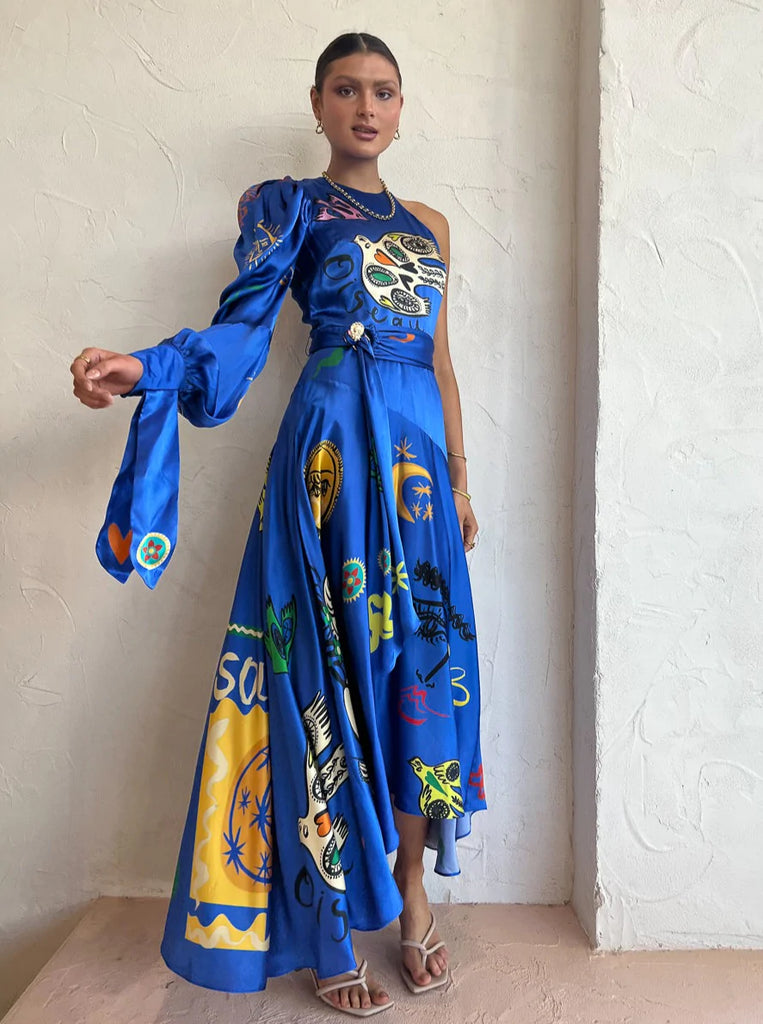 Soleil One Shoulder Midi Dress (For Hire)