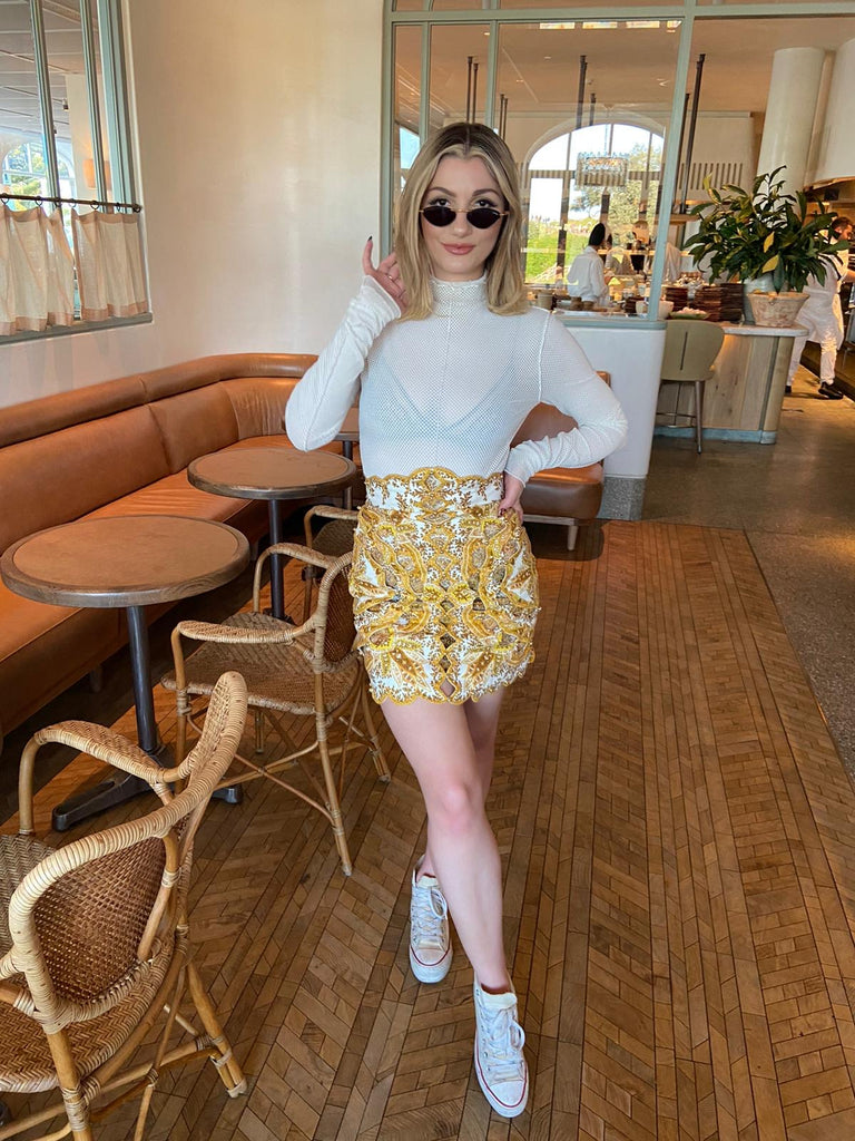 Zimmermann Zippy Golden Scallop Skirt (For Hire)