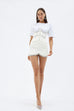 AREA NYC Baguette Crystal Stitched Ivory Corset
