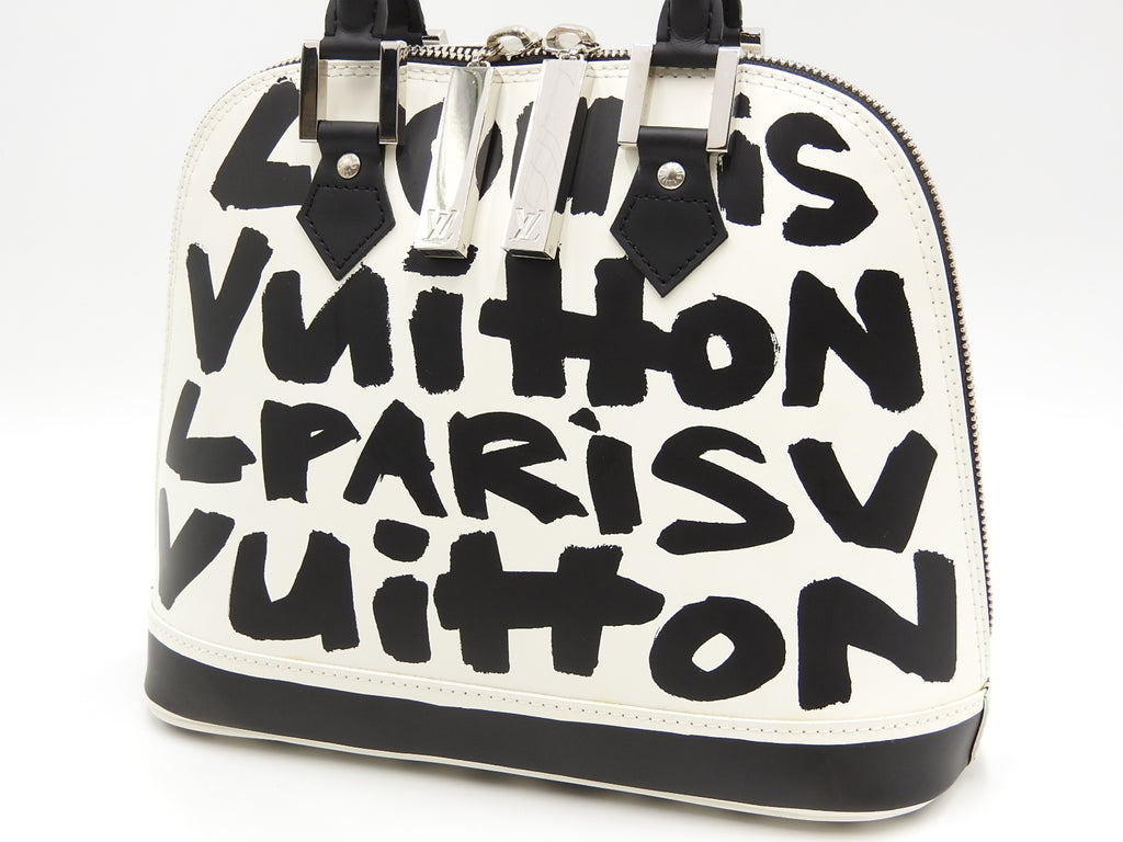Vintage Louis Vuitton Graffiti Alma MM Bag Noir Black White (for Hire)