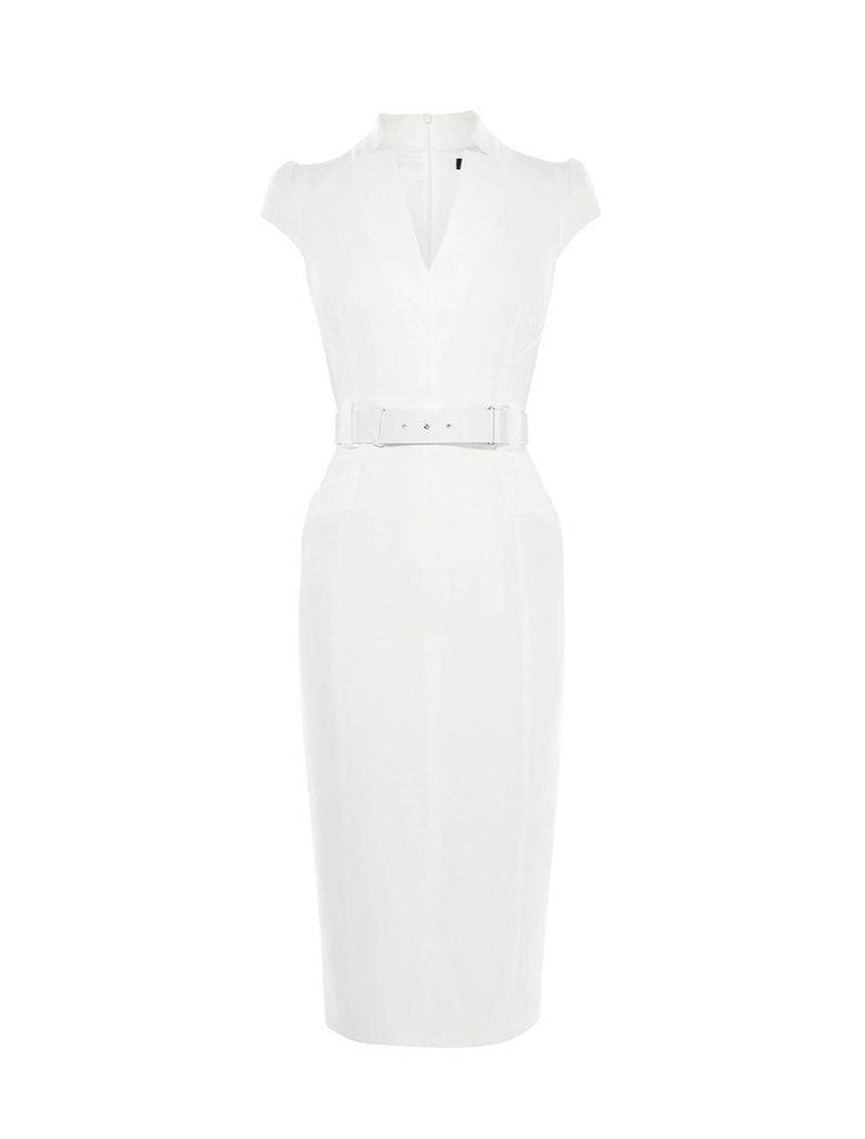 Karen Millen Minimal Metalwork Dress Ivory