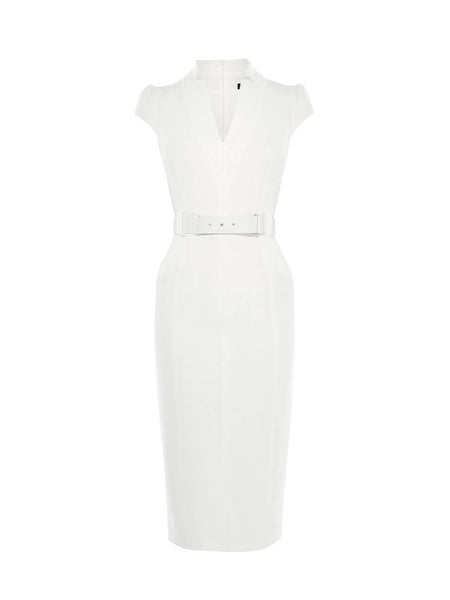 Karen Millen Minimal Metalwork Dress Ivory
