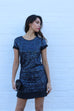 Cohen Et Sabine Blue Silk Sequin Mini Dress (For Hire)