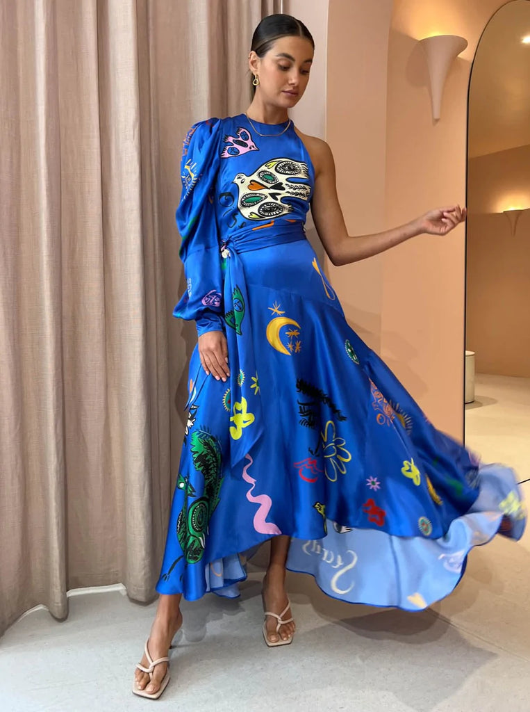 Soleil One Shoulder Midi Dress (For Hire)