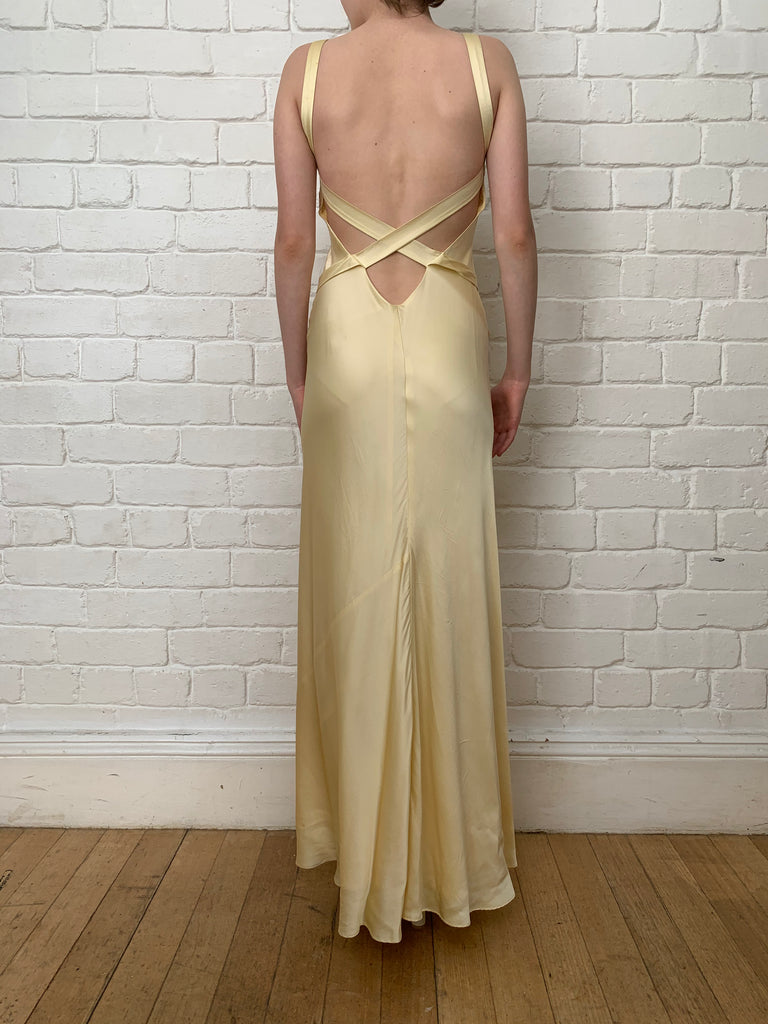 Vintage Silk Slip Tie Back Dress (For Hire)
