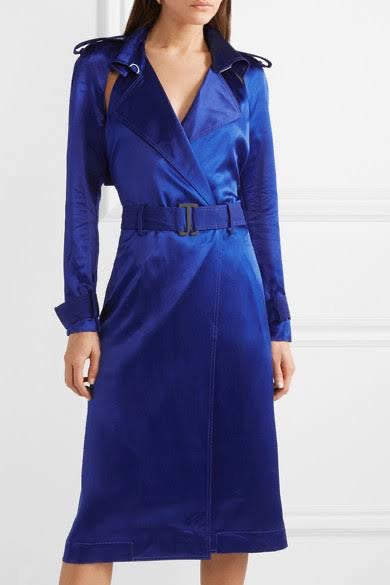 Dion Lee Silk Satin Trench Dress Ultra Blue (For Hire)