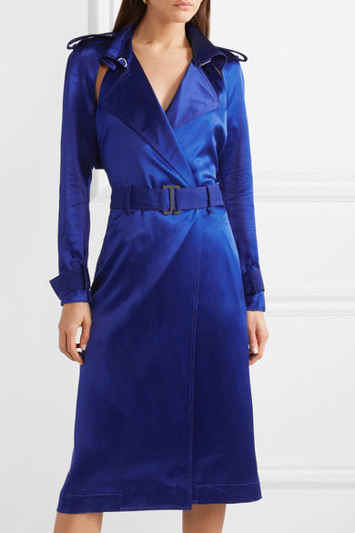 Dion Lee Silk Satin Trench Dress Ultra Blue (For Hire)