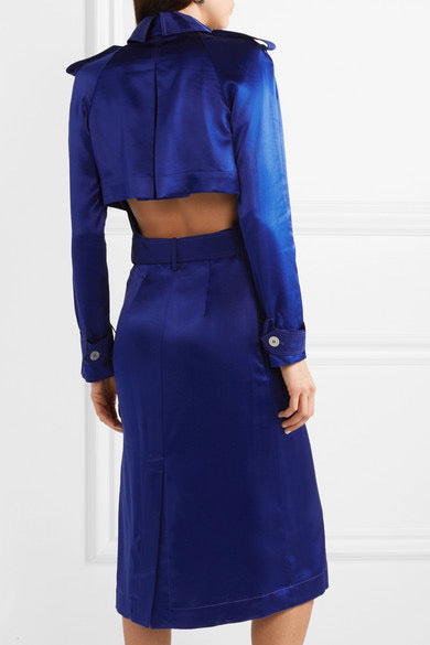 Dion Lee Silk Satin Trench Dress Ultra Blue (For Hire)