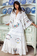 Fillyboo Charm Your Way -  Embroidered Maxi Dress/Duster - Rosey Tea In Ivory  (For Hire)