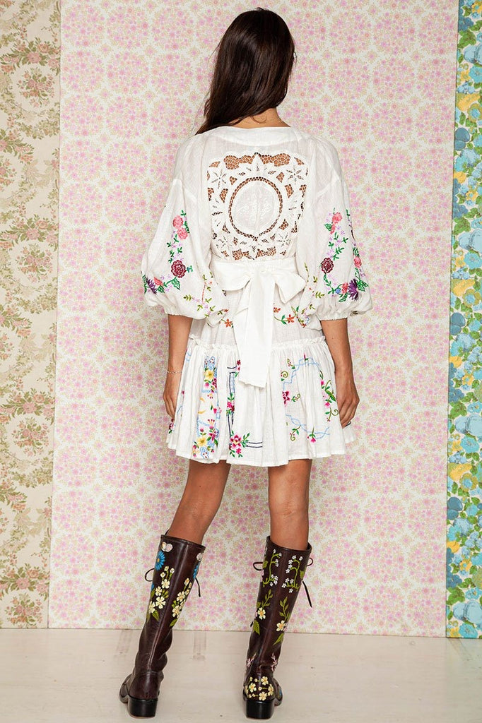 Fillyboo, Dream in Colour - Embroidered Mini Dress in White (For Hire)