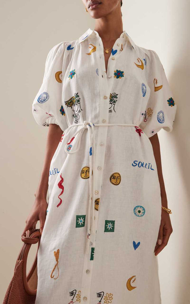 Soleil Embroidered Shirt Dress (For Hire)