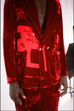 Uminori Atelier X RAMP TRAMP TRAMP STAMP Red Velvet Blazer and Pant Set (For Hire)