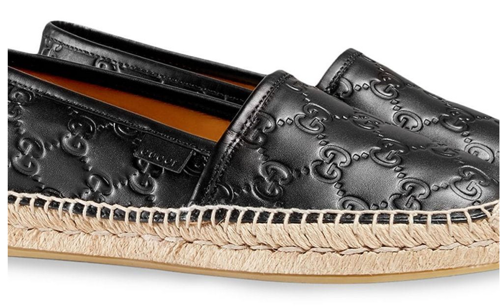 Pre Loved Black Leather Gucci Espadrilles