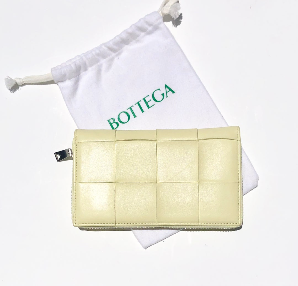 Bottega Veneta intrecciato zip around wallet/clutch bag in butter (For Hire)