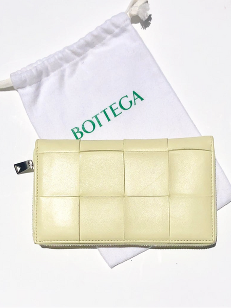Bottega Veneta intrecciato zip around wallet/clutch bag in butter (For Hire)