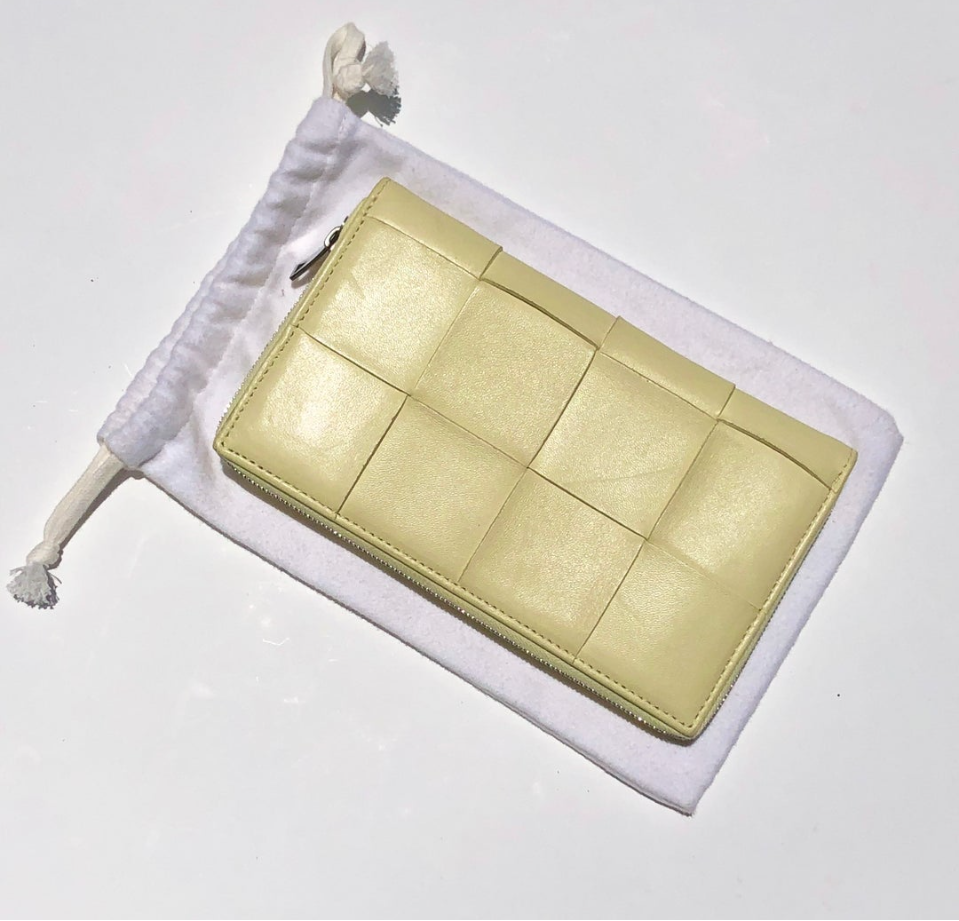 Bottega Veneta intrecciato zip around wallet/clutch bag in butter (For Hire)
