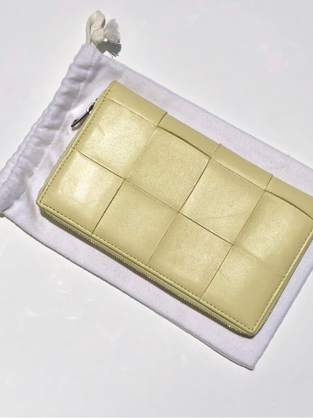 Bottega Veneta intrecciato zip around wallet/clutch bag in butter (For Hire)
