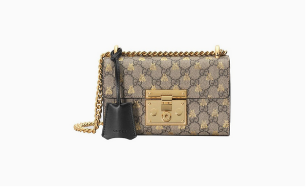 Gucci Padlock Leather Gold Bee Shoulder Bag EKOLUV